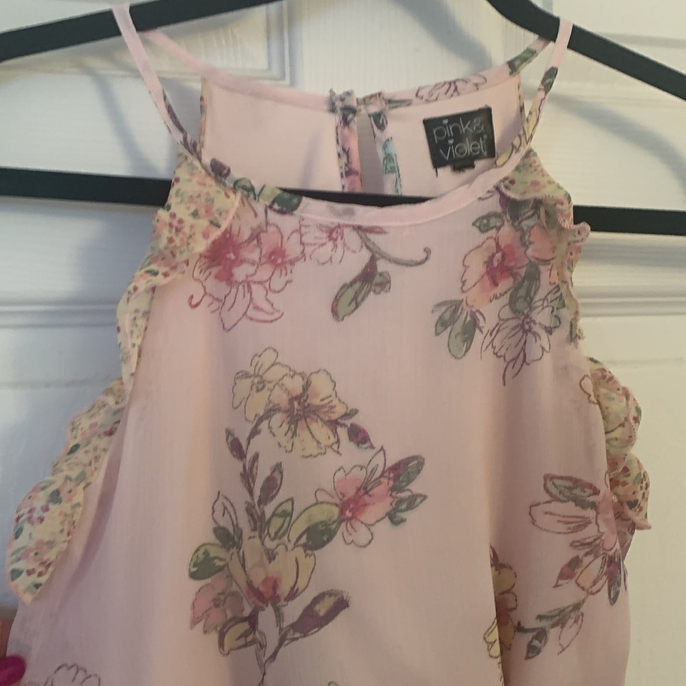 Girl’s whimsical pink flower print dress